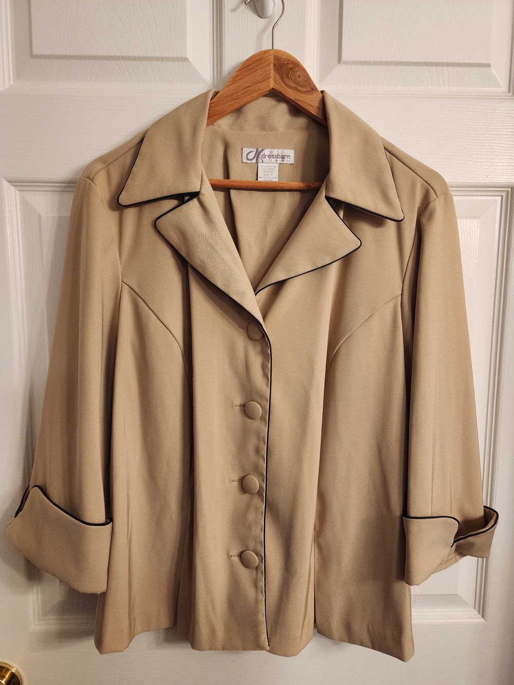 Dressbarn Beige Blazer with Black Trim